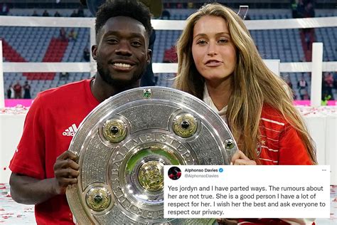 alphonso davies and jordyn huitema|Bayern ace Davies splits from partner Jordyn Huitema and slams。